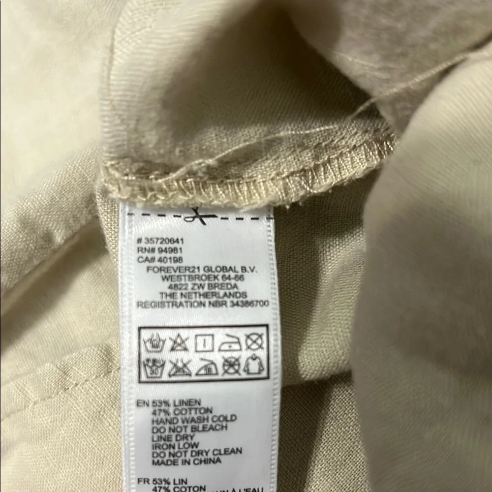 Beige Linen Drawstring Pants - Picture 3 of 3